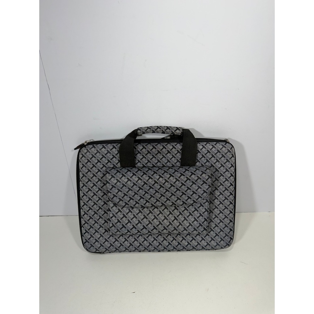 Kroo Grey Black Monogram Laptop Carrying Case Briefcase Padded Bag 13.5" macbook
